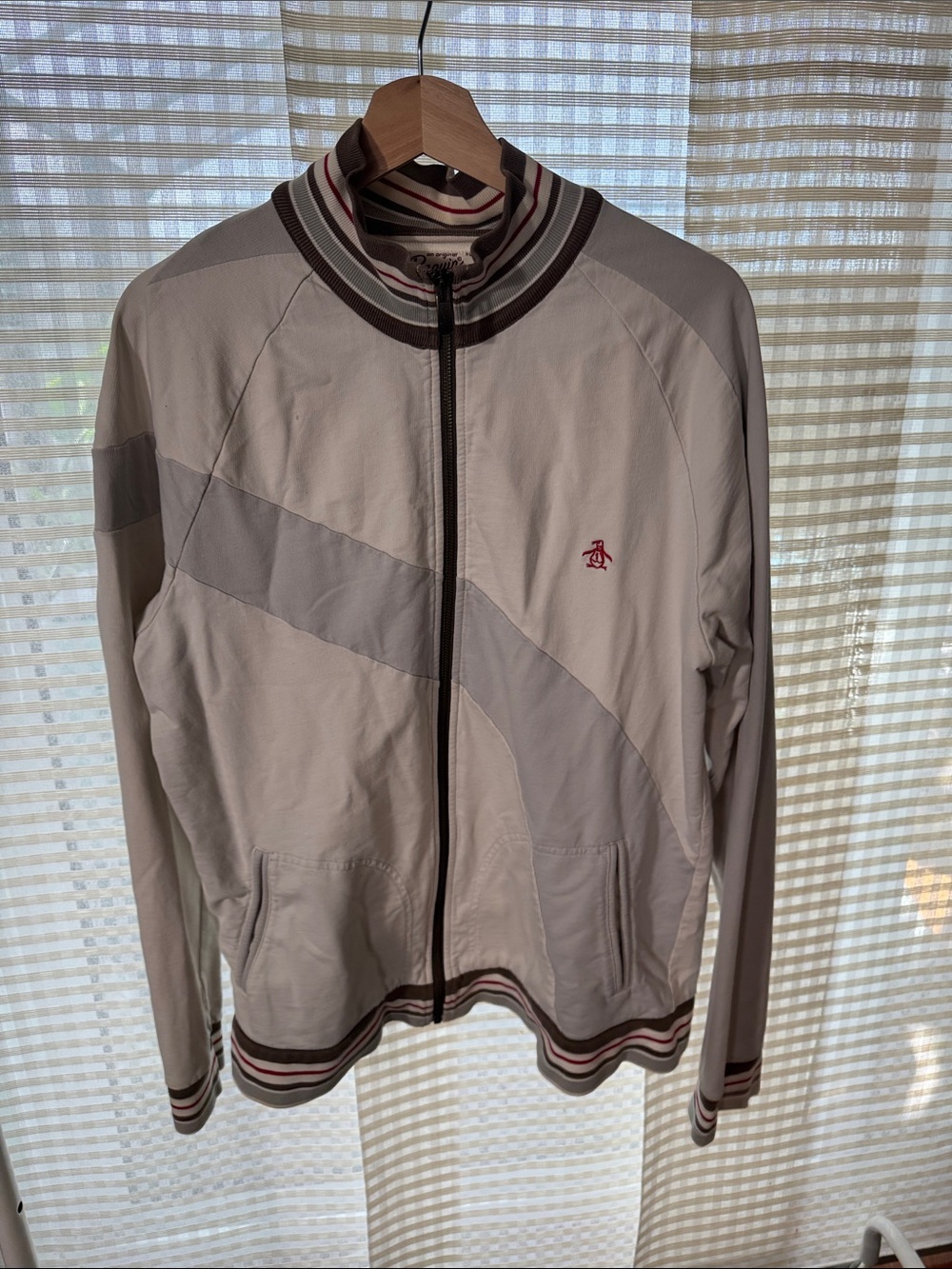 Original Penguin Light Gray and Brown Lightweight Track Jacket 2009